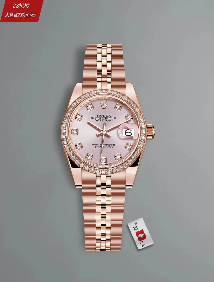 Rolex Datejust Rose Gold Diamond Bezel Watch