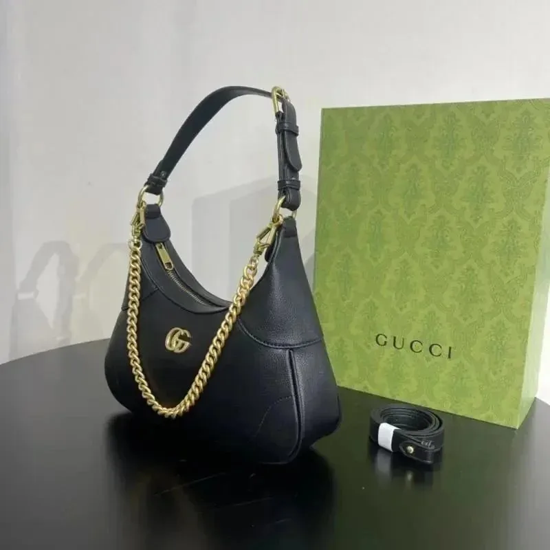 Gucci Leather Chain Hobo Shoulder Bag