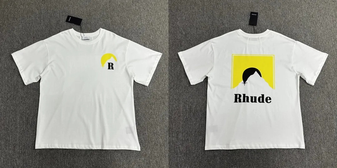Rhude Letter Logo Print Cotton T-Shirt — Photo 11