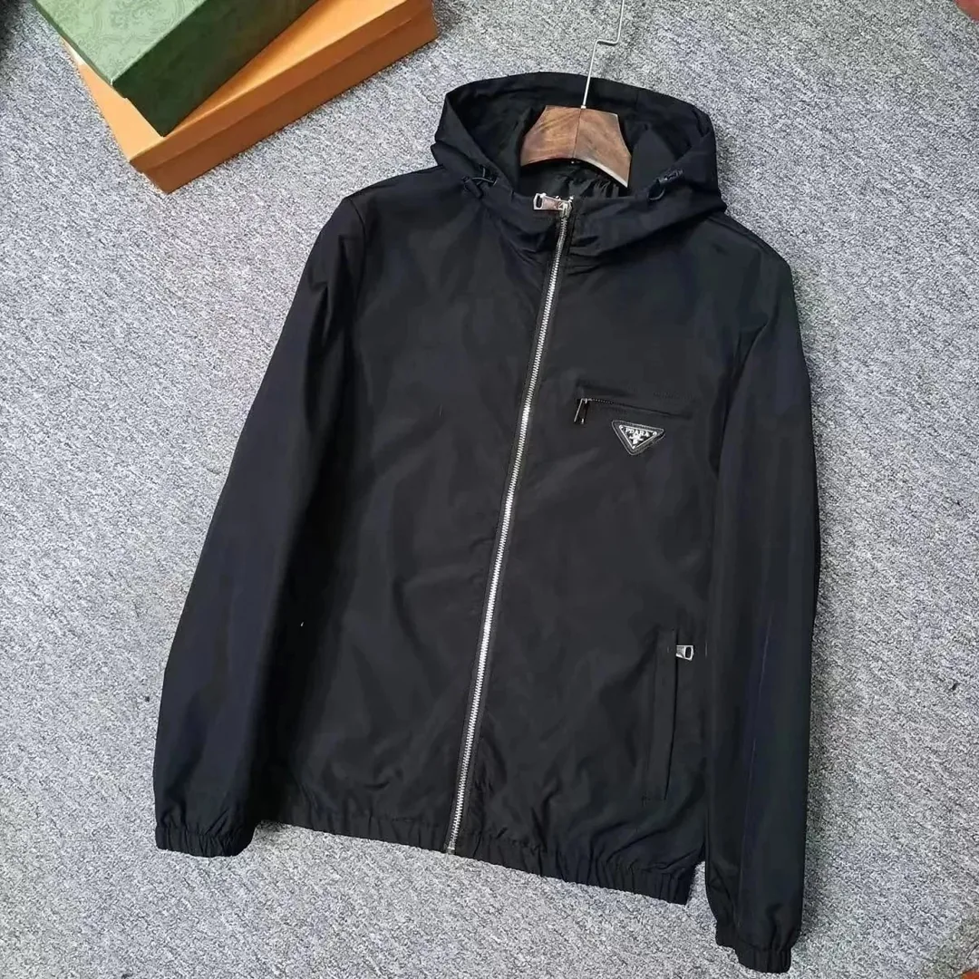 Prada Nylon Hooded Zip Jacket