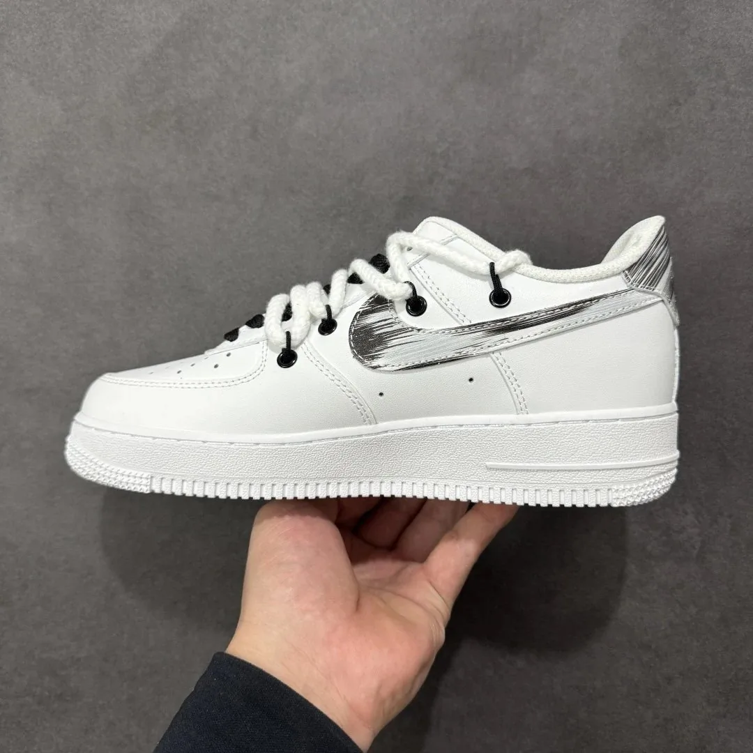 Nike Air Force 1 White Black Smile Print Sneakers — QC