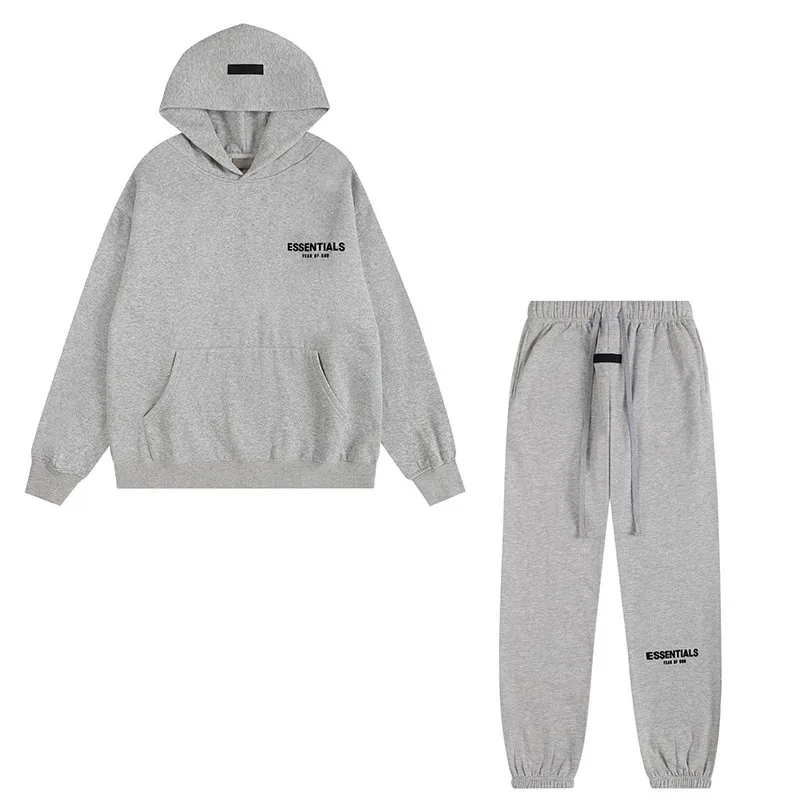 Essentials Flocked Letter Fleece Hoodie Set — Photo 2