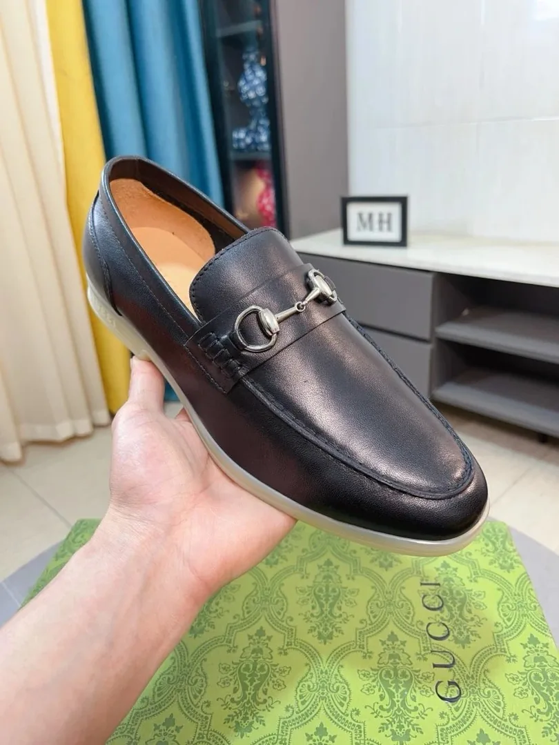 Gucci Horsebit Loafer Beige Grey Leather Low-Tops — Photo 7