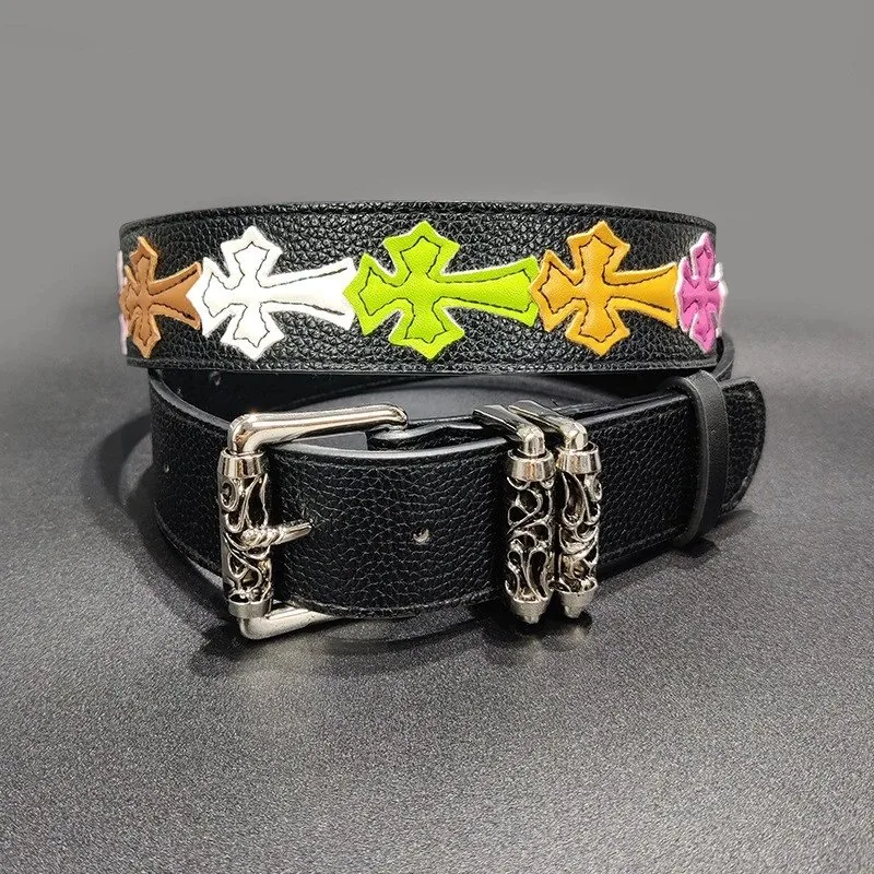 Leather Cross Floral Couple Belt — Photo 8