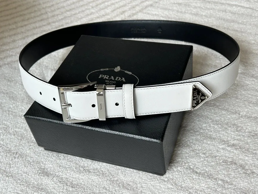 Prada Logo Buckle Leather Belt — QC
