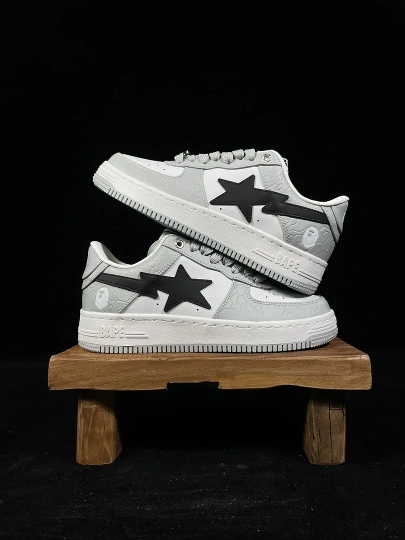 Bape Sta White Black Bapesta Low Sneakers — Photo 3