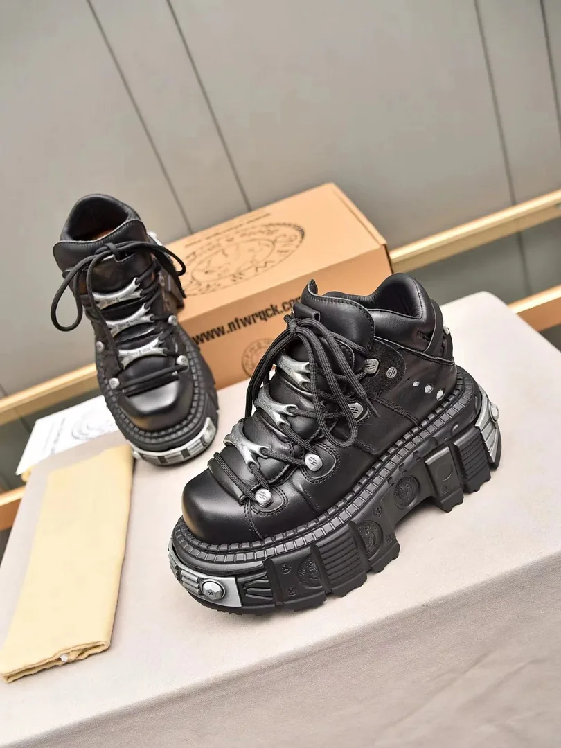 New Rock Black White Gold Hardware Sneakers — Photo 10