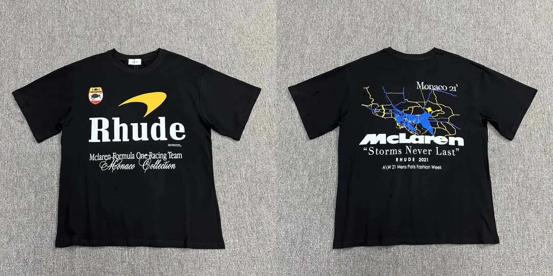 Rhude Letter Logo Print Cotton T-Shirt — Photo 13