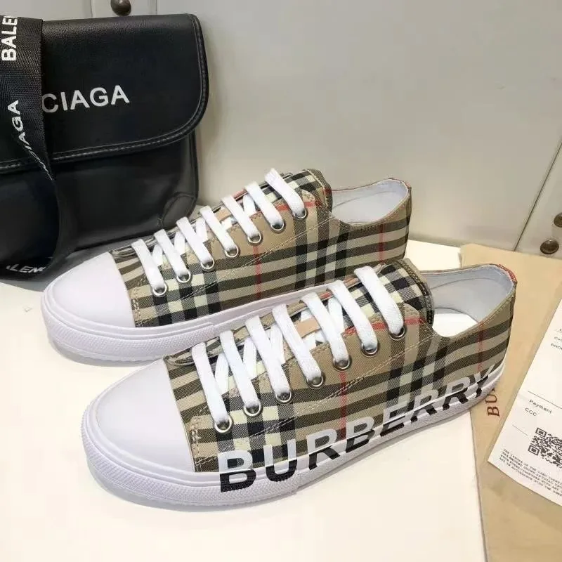 Burberry Blue Monogram Check Cotton Sneakers — Photo 7