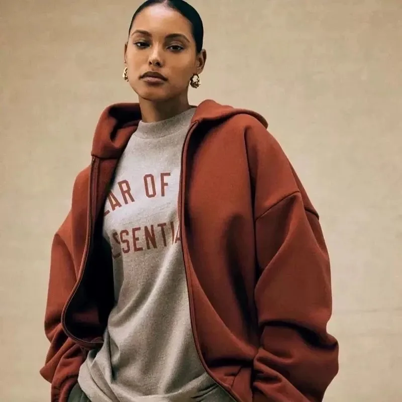 Essentials Embroidered Letter Zip Hoodie — Photo 7