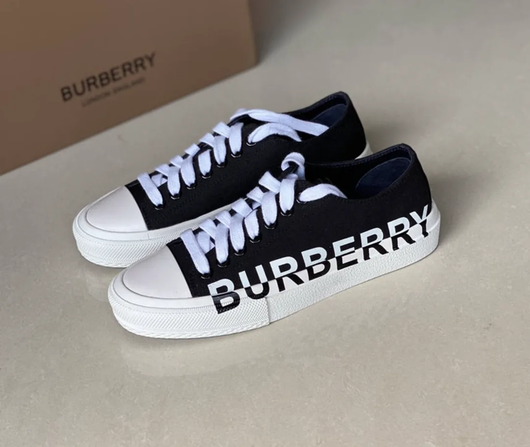Burberry Blue Monogram Check Cotton Sneakers — Photo 5