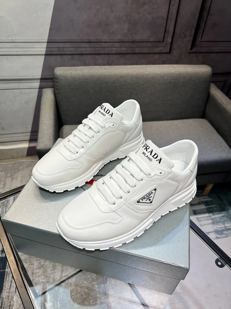 Prada Gucci Leather Nylon Lace-Up Sneakers — QC