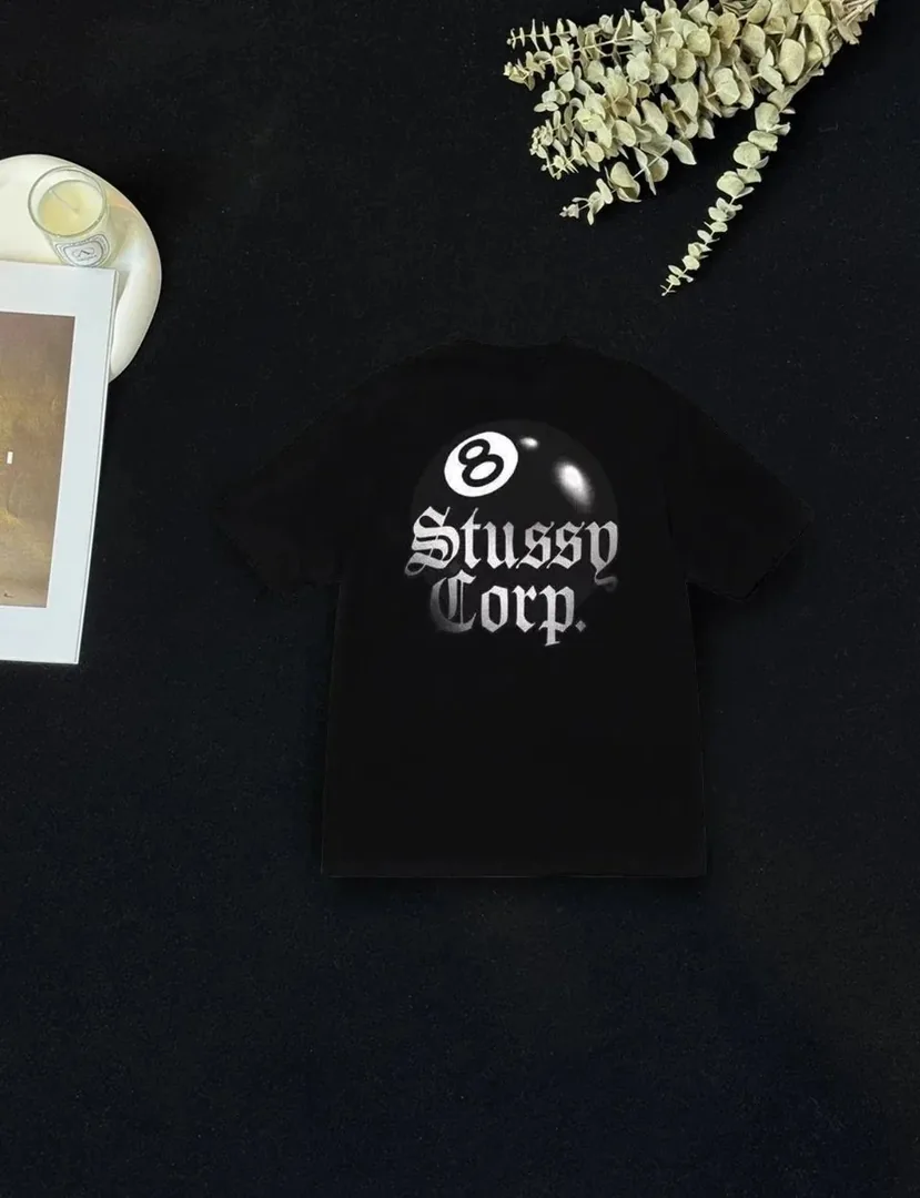 Black Eight Ball Letter Print T-Shirt — QC