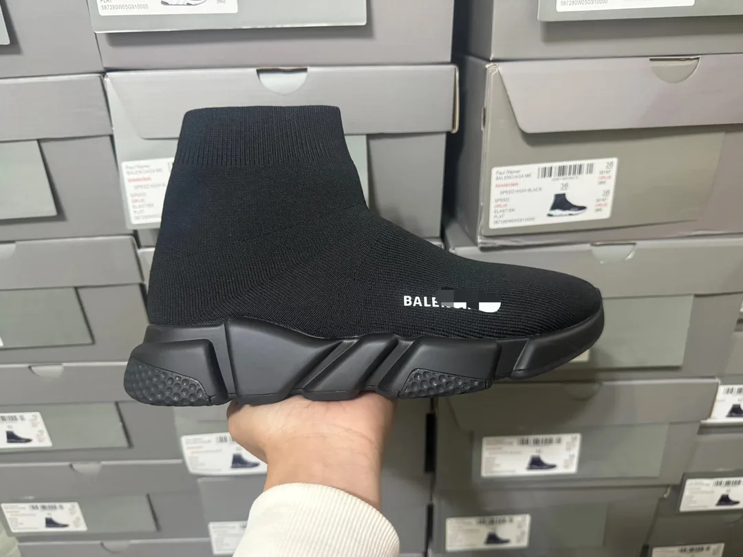 Balenciaga Speed Trainer Black Knit Sock Shoes — QC