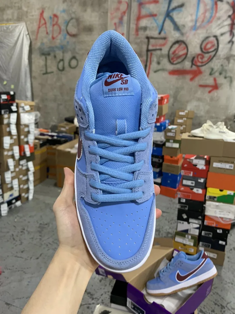 Nike Dunk Low Blue Platform Leather Dad Shoes — QC