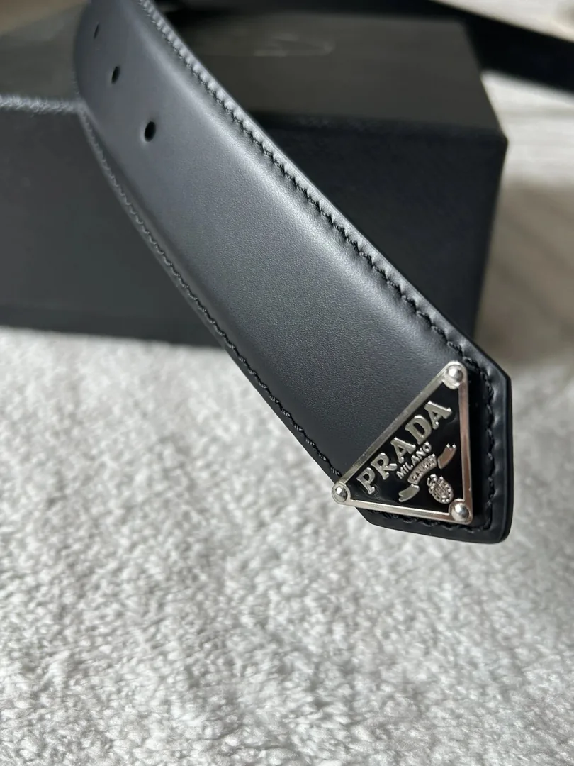 Prada Logo Buckle Leather Belt — QC