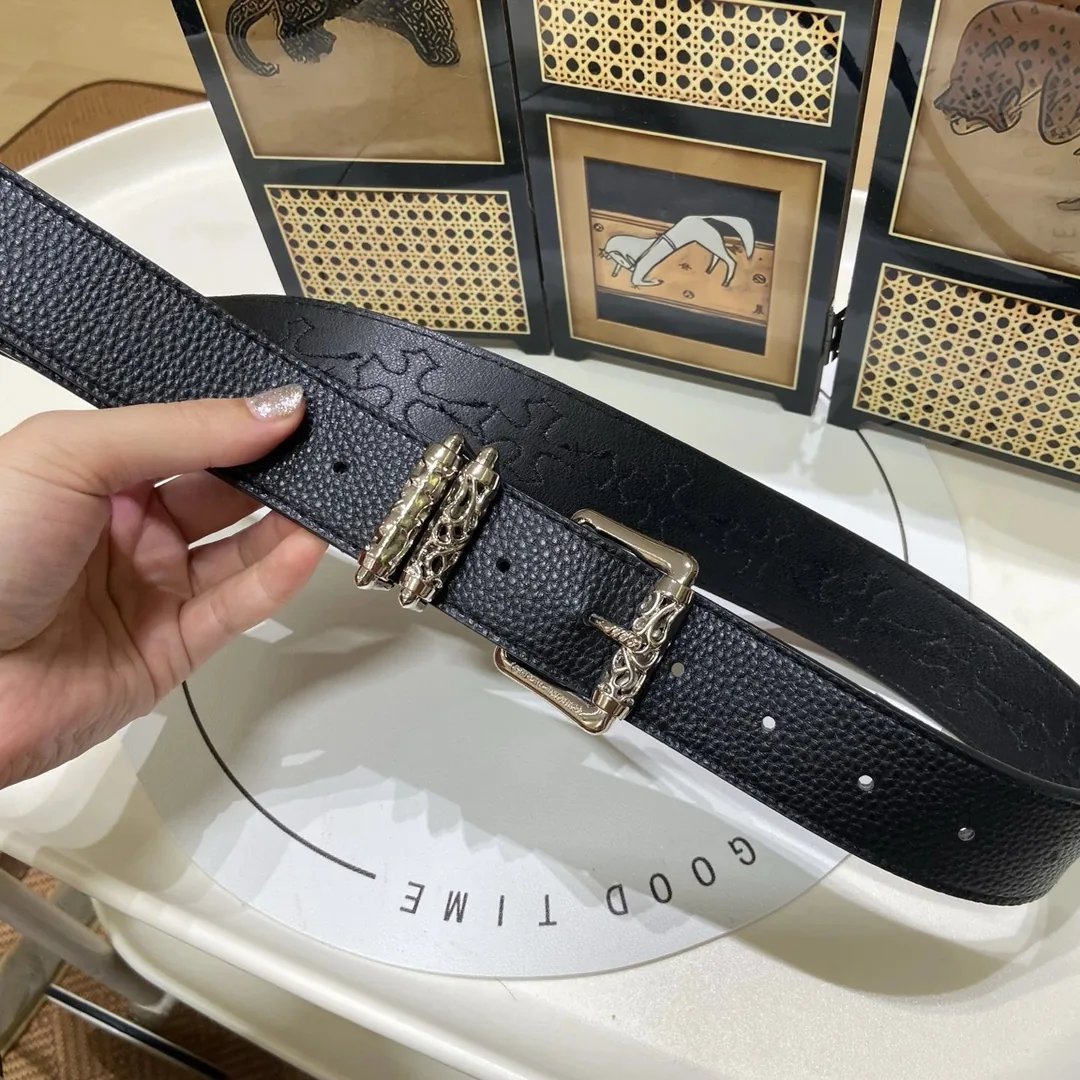 Chrome Hearts Black Leather Belt