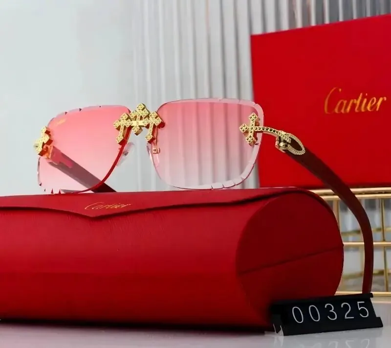 Cartier Rimless Wood Temple Sunglasses — QC