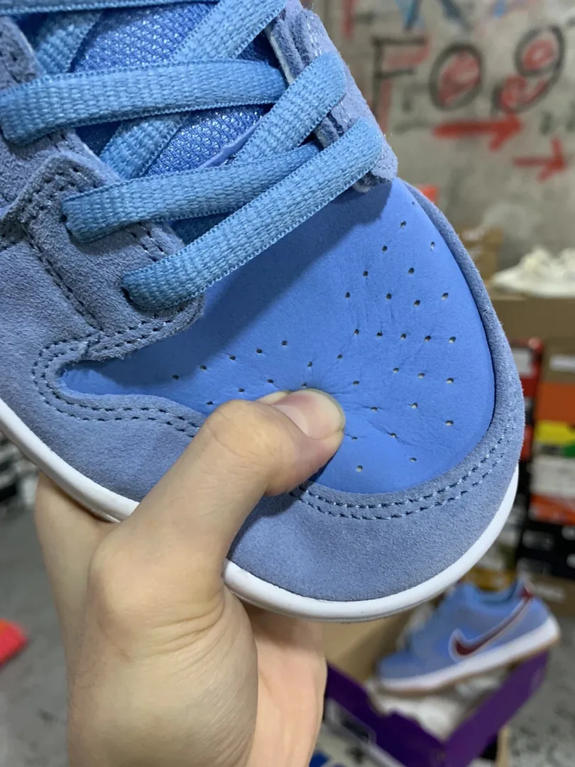 Nike Dunk Low Blue Platform Leather Dad Shoes — QC