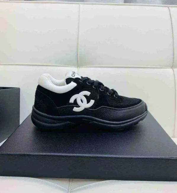 Chanel Navy Solid Low-Top Trainers