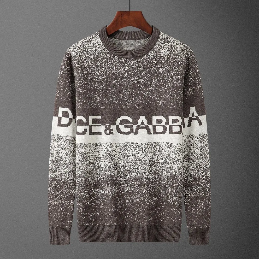 Letter Jacquard Crewneck Knit Sweater — Photo 15