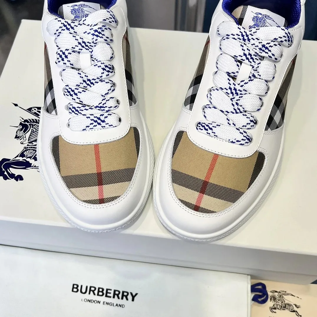Burberry Vintage Check Sneaker White Leather Sneakers — QC