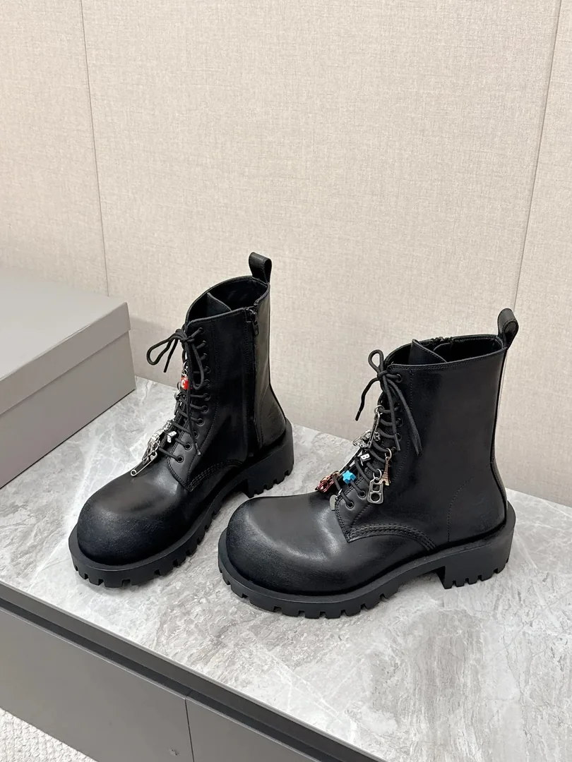 Balenciaga Strike Boot White Distressed Platform Boots — QC