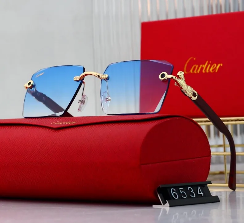 Cartier Rimless Wood Temple Sunglasses — QC
