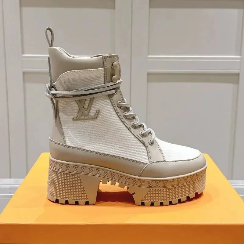 Louis Vuitton Laureate Platform Desert Boot Black Heeled Combat Boots — Photo 8