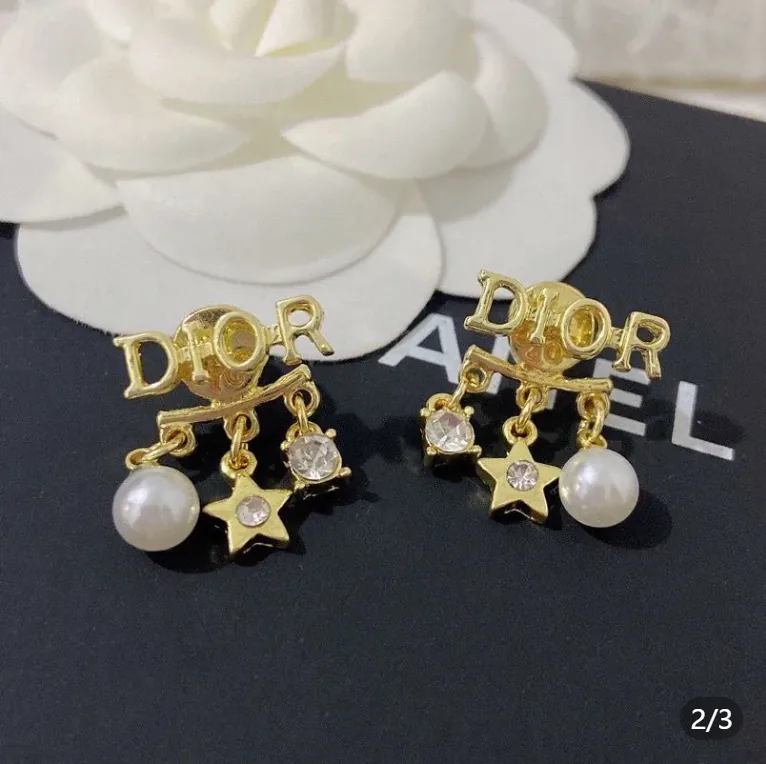 Dior Silver Pearl Star Earrings — Photo 2