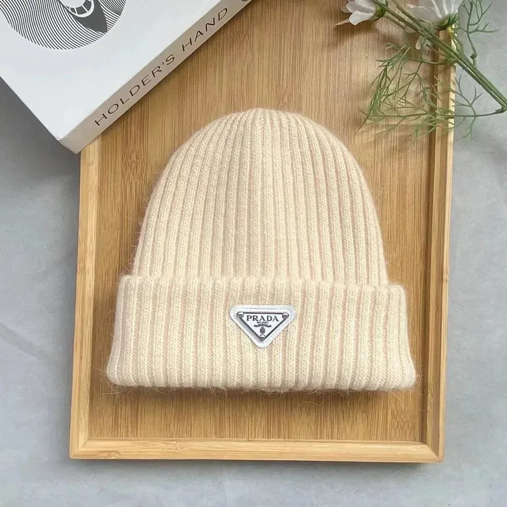 Prada Triangle Logo Knit Beanie — QC