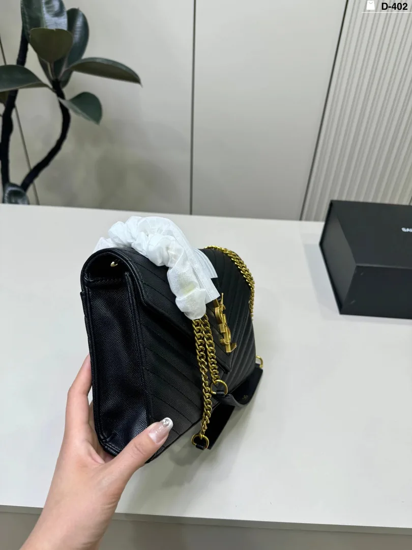 Saint Laurent V Quilted Chain Messenger Bag — Photo 15