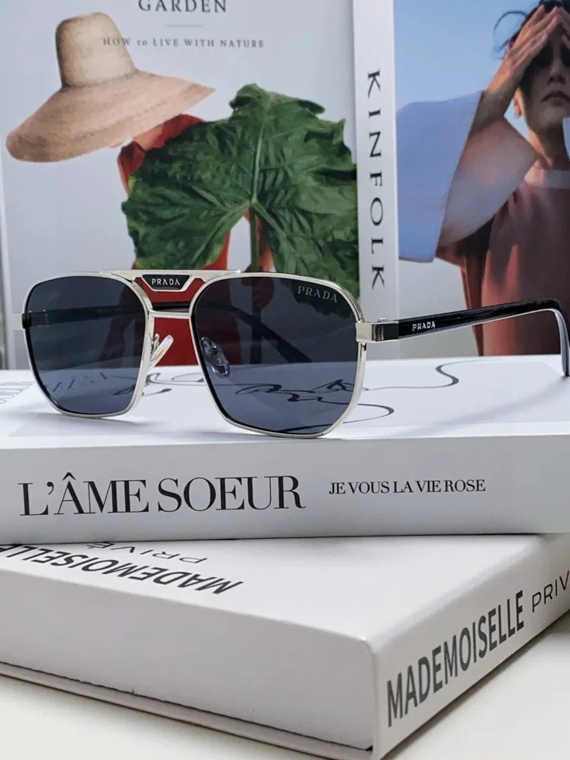 Prada Logo Square Aviator Sunglasses Blue — photo 12
