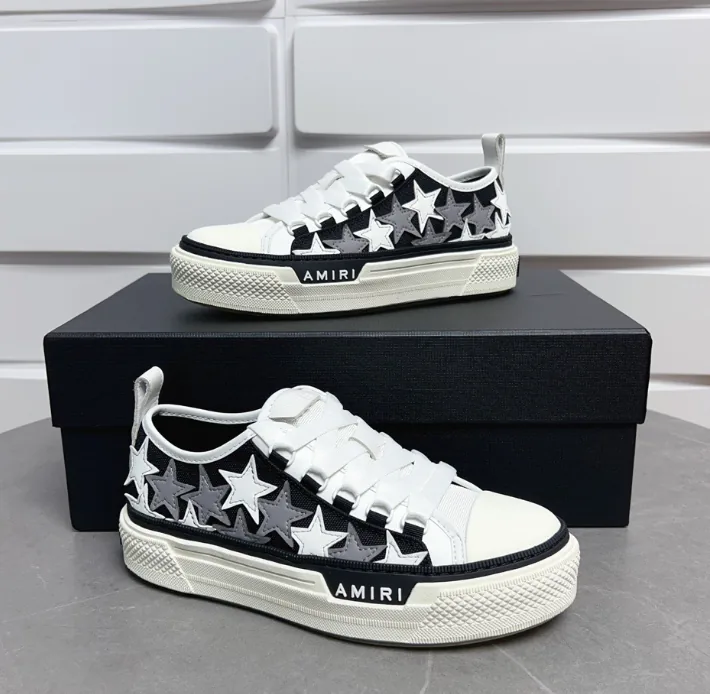 Amiri Stars Court Low White Beige Star Patch Sneakers — Photo 2