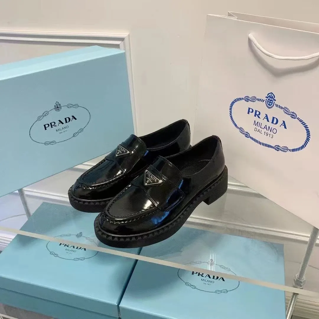 Prada Monolith White Black Leather Sneakers