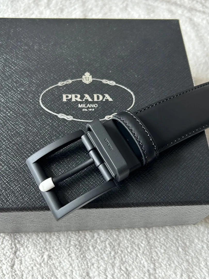 Prada Logo Buckle Leather Belt — QC