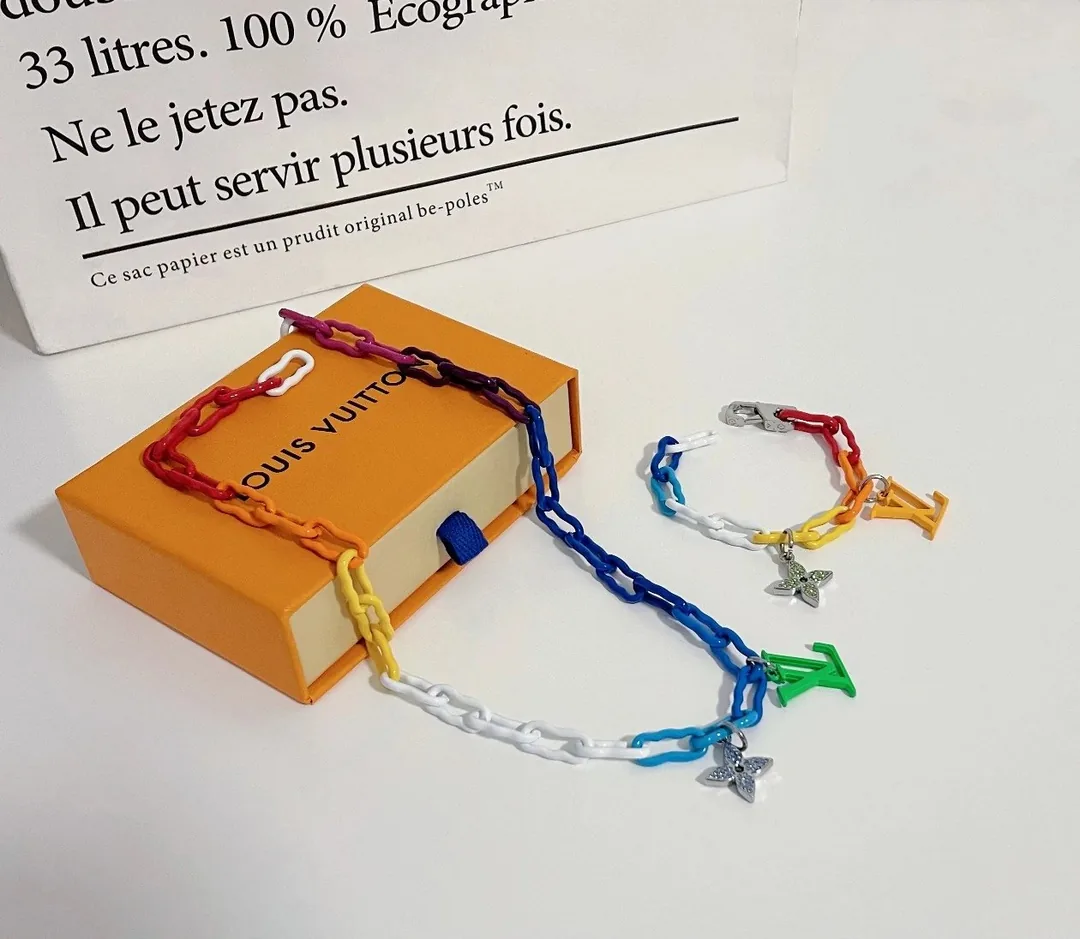 Rainbow Bamboo Link Necklace And Bracelet — photo 11