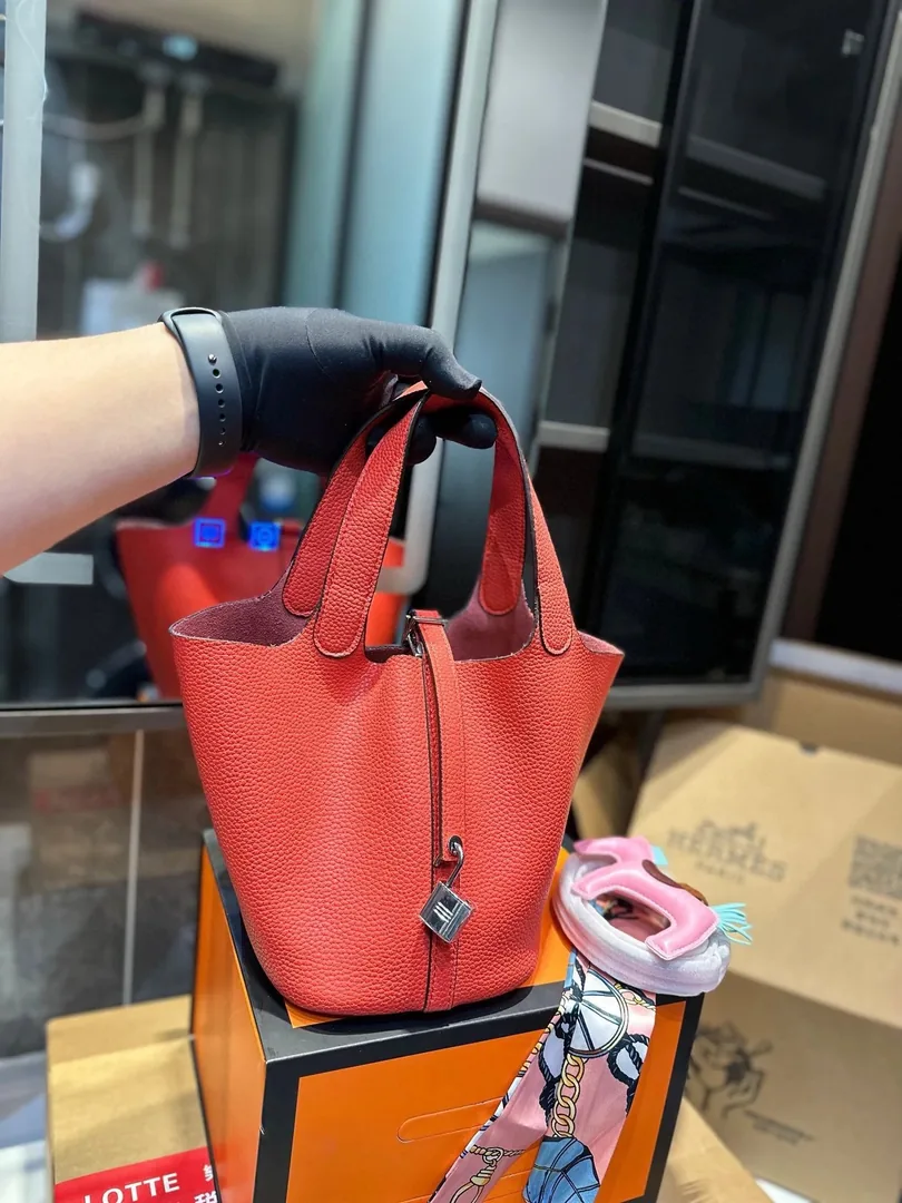 Hermes Picotin Leather Bucket Bag