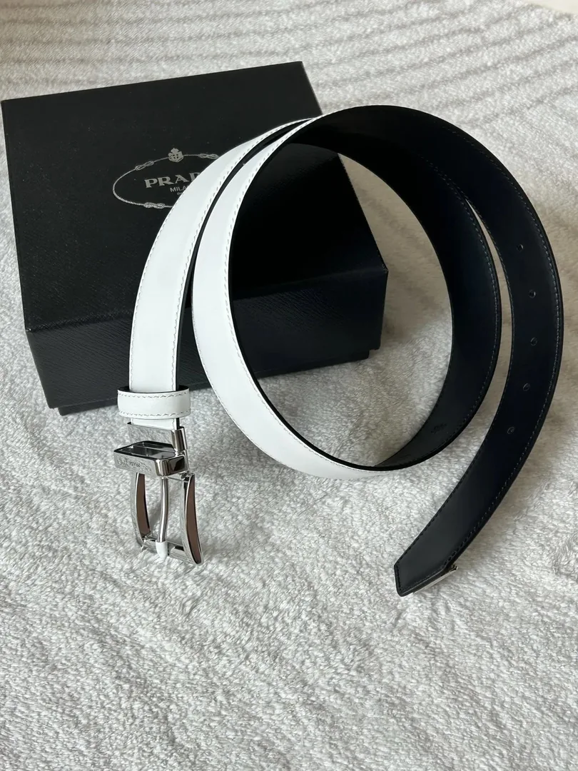 Prada Logo Buckle Leather Belt — QC