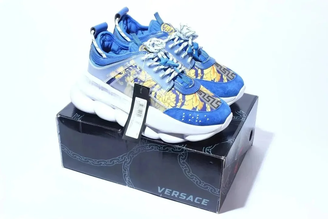 Versace Chain Reaction Navy Low-Top Sneakers — QC
