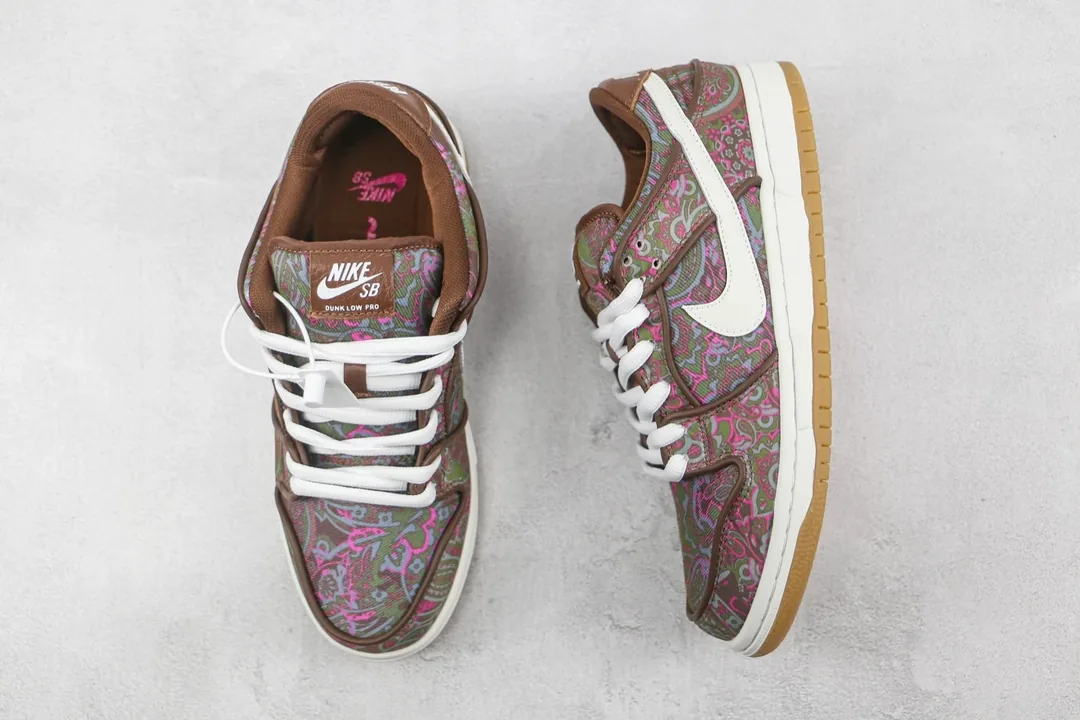 Nike Dunk Low Brown Beige Paisley Top Sneakers