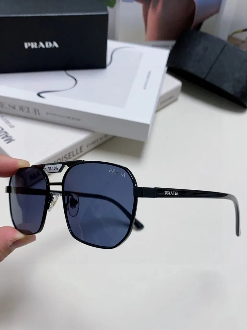 Prada Logo Square Aviator Sunglasses Blue — photo 6