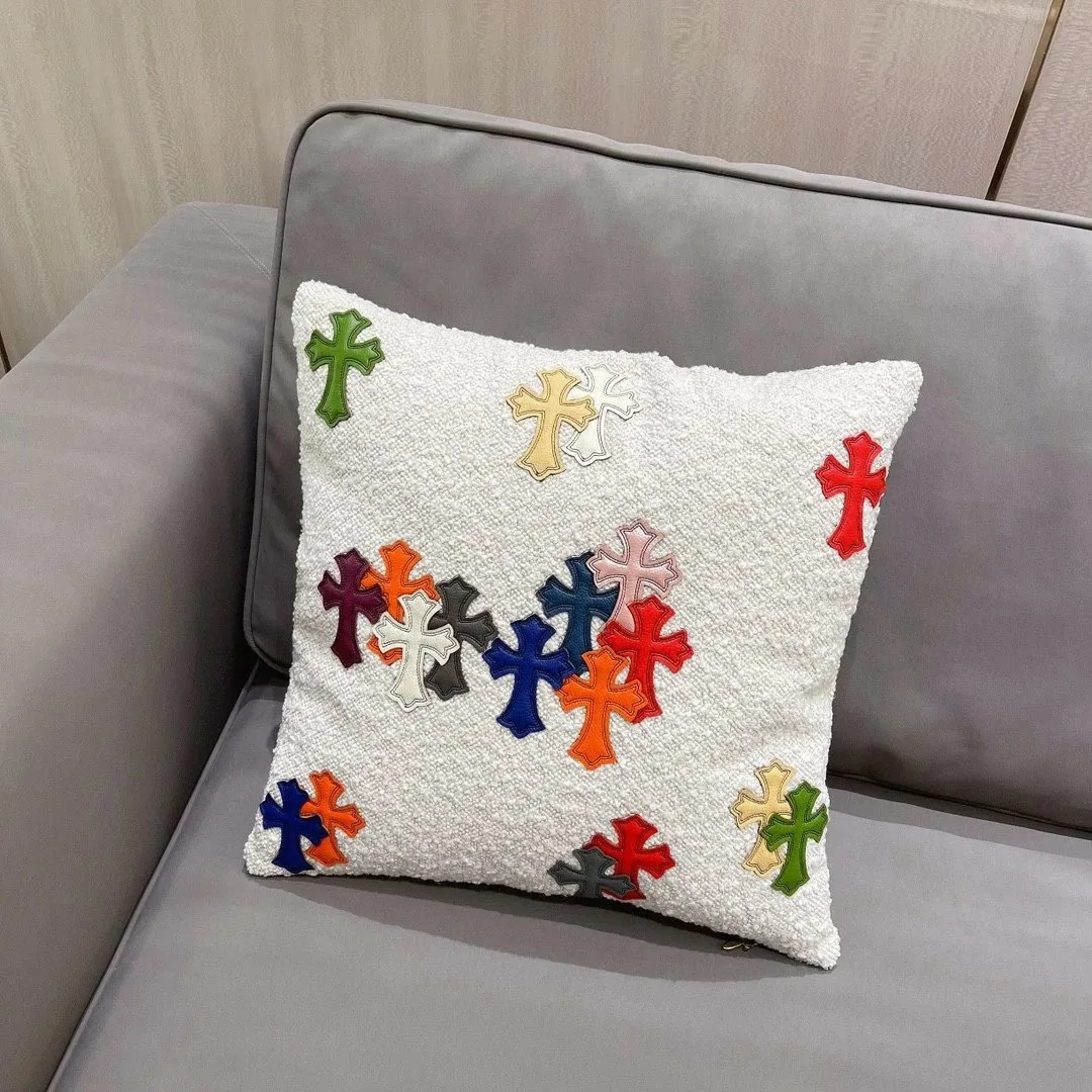 Shearling Cross Embroidered Cushion — QC