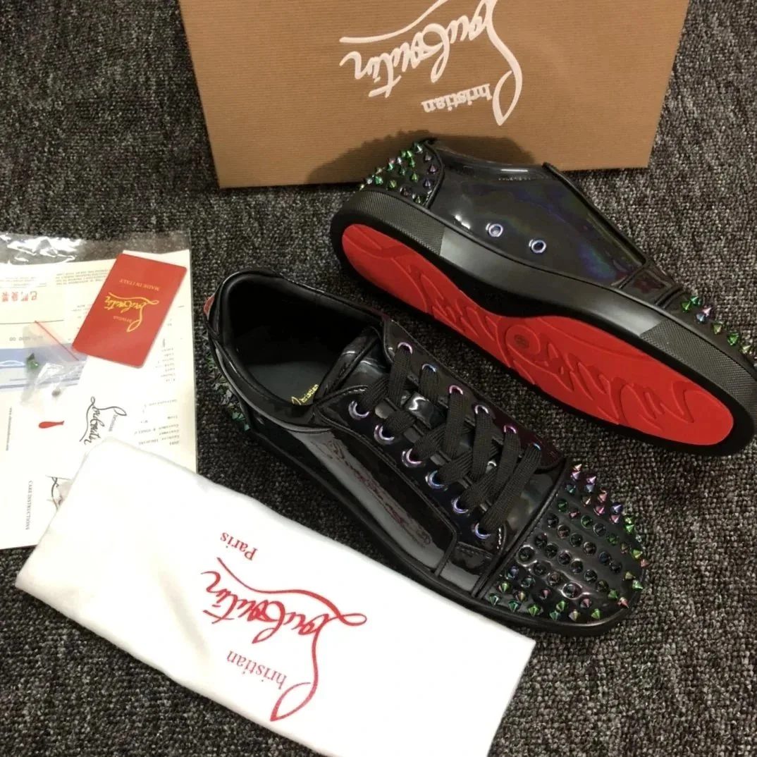 Christian Louboutin Louis Junior Spikes Studded Red Sneakers — Photo 12