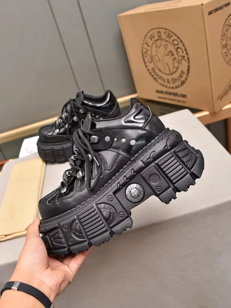 New Rock Black White Gold Hardware Sneakers — Photo 6