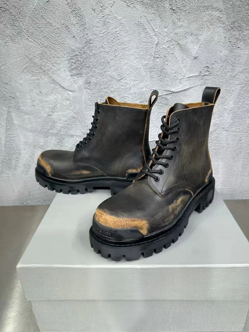 Balenciaga Strike Boot White Distressed Platform Boots — photo 12