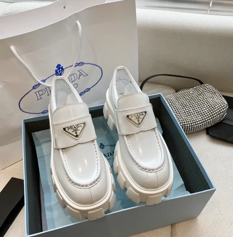 Prada Monolith Brushed Leather Loafers — QC