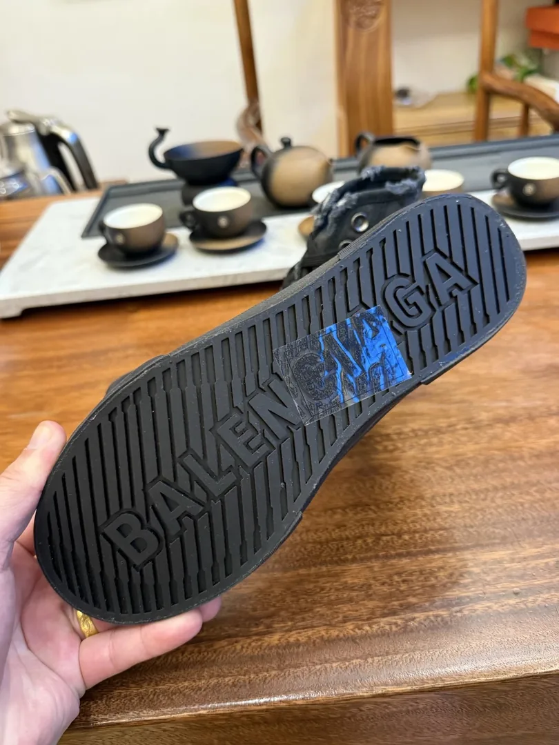 Balenciaga Paris High Top White Distressed Canvas Shoes — QC