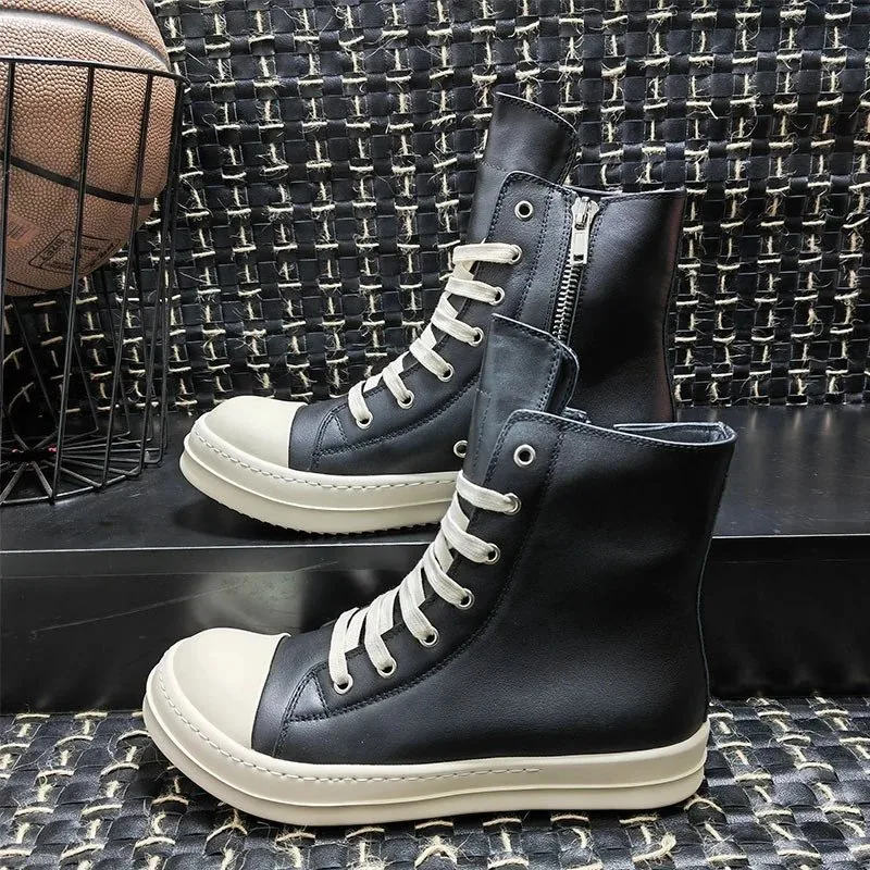 Rick Owens DRKSHDW Ramones High Black White Sneakers — QC