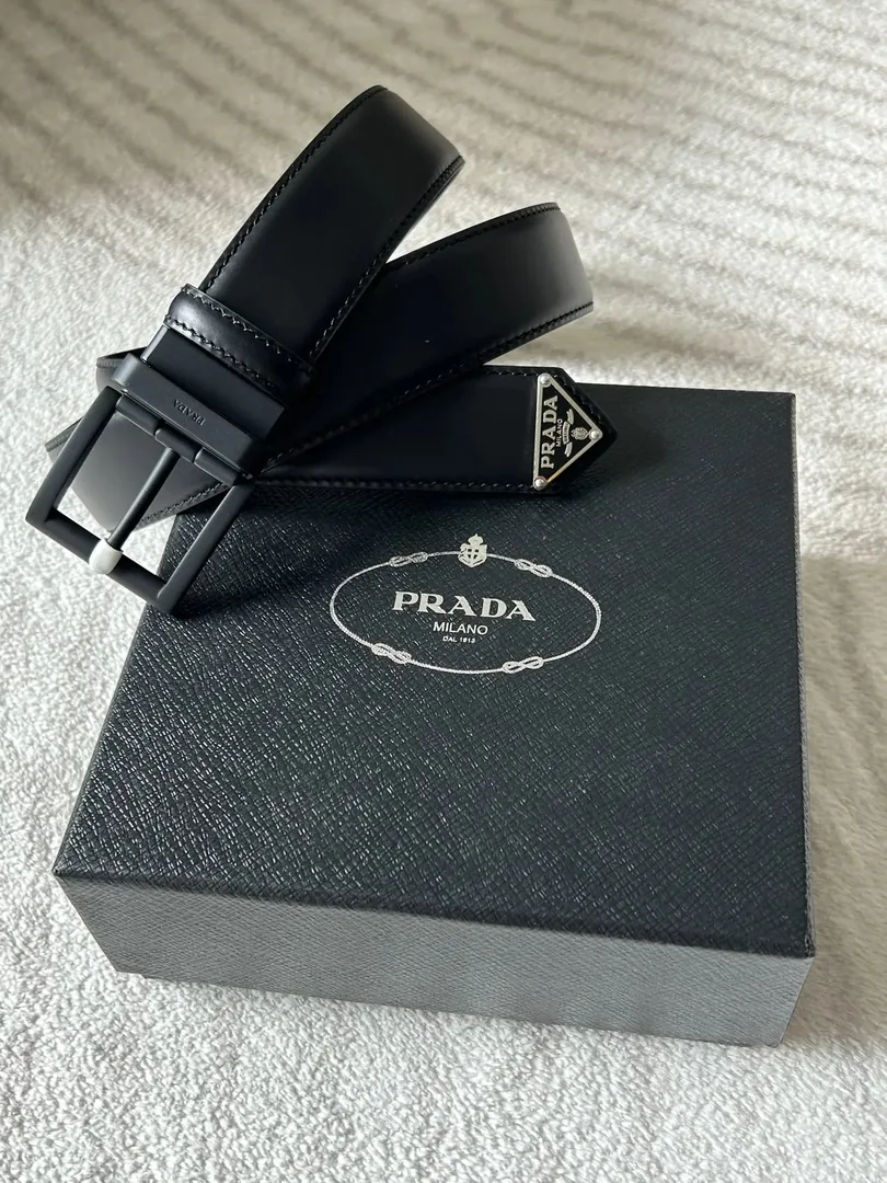 Prada Logo Buckle Leather Belt — QC